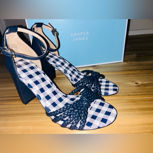 NEW Draper James Elisa Women's Dress Sandals Navy - size 7 - Navy Gingham NWT - Picture 4 of 11